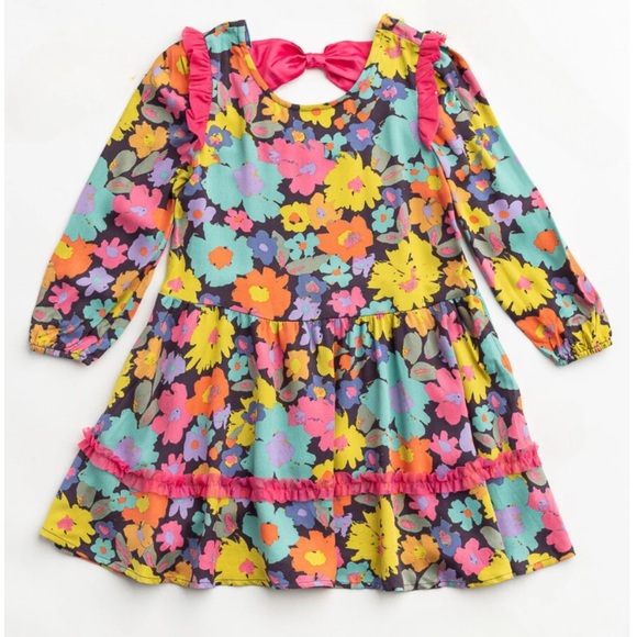 NEW Finding Foxtale Girls You're Invited Party Dress SZ 10 Pink Bow Artsy Floral - Picture 1 of 12